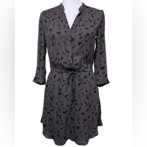 Aritzia Babaton 100% Silk Bennett Dress, Grey with Black animal print Size XS